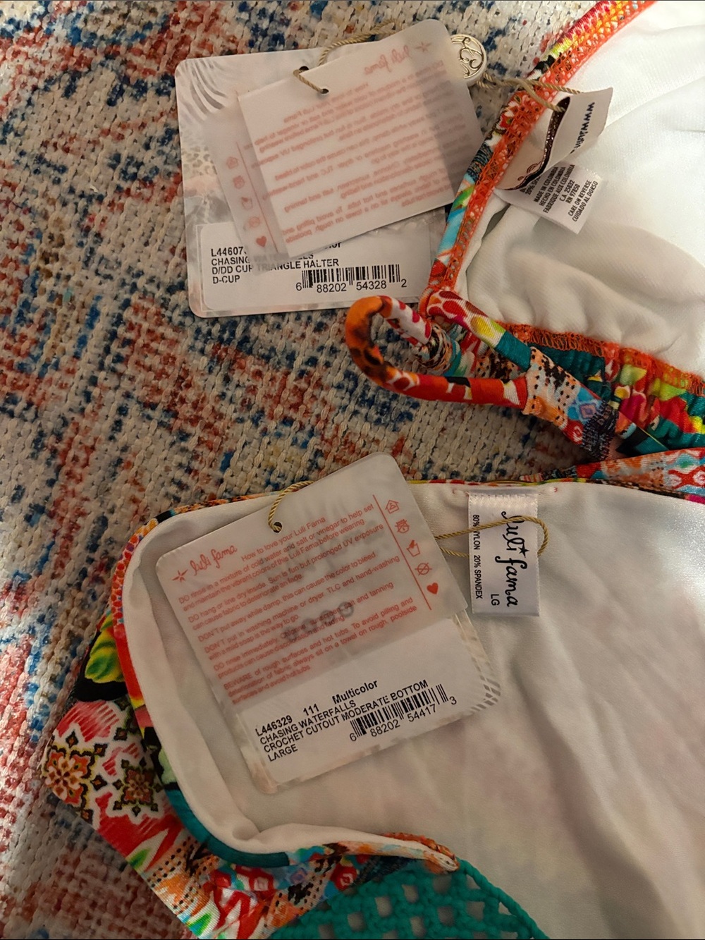Luli Fama Chasing Waterfalls Halter Bikini Top SZ D Cup, Matching Bottoms L NWT - Picture 3 of 3